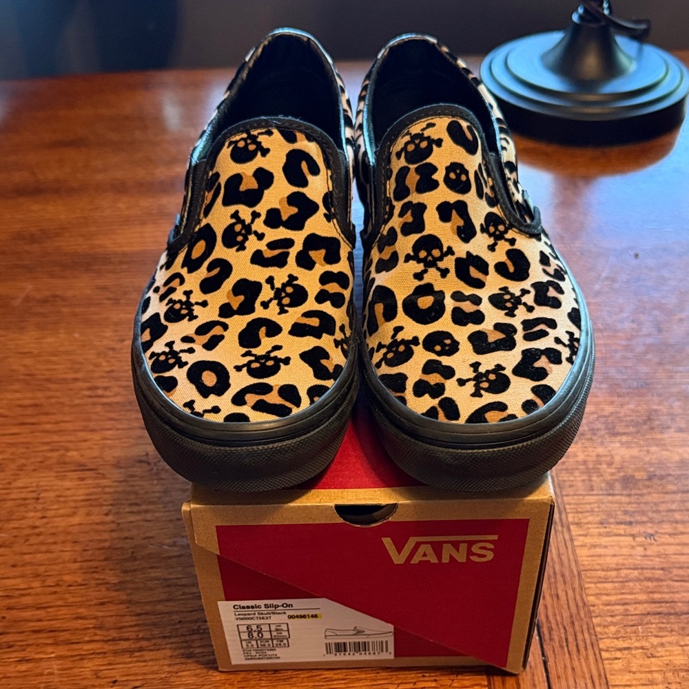 Special Edition Vans Leopard Skull💀Print Slip-Ons